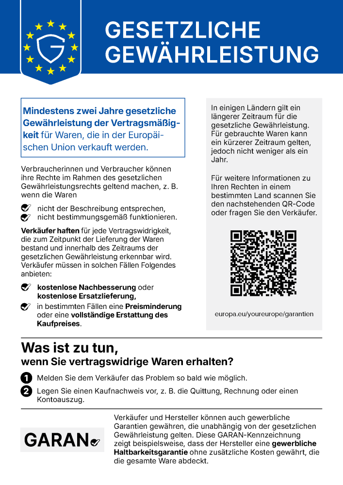 EU-Hinweis zu den gesetzlichen Gewährleistungsrechten