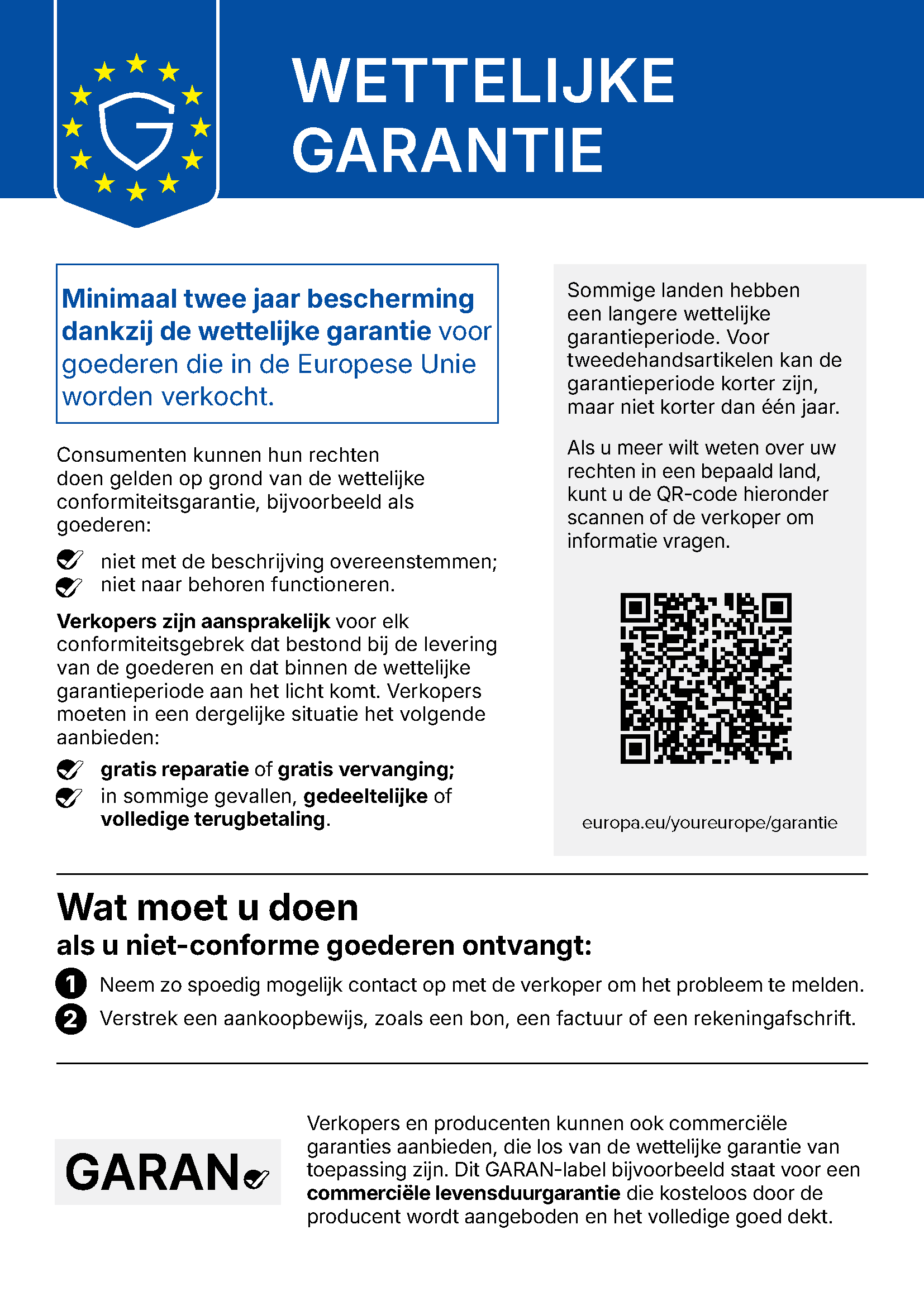 EU-informatie over wettelijke garantierechten