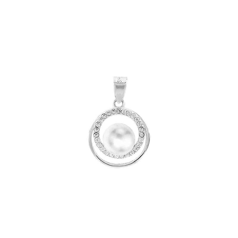 Anhänger aus Silber 925 mit Perle und Zirkonia