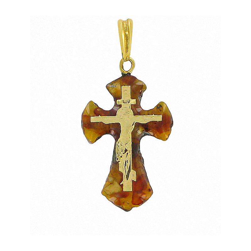 Hochwertige Anhänger kreuz aus bernstein und juwelier Harz