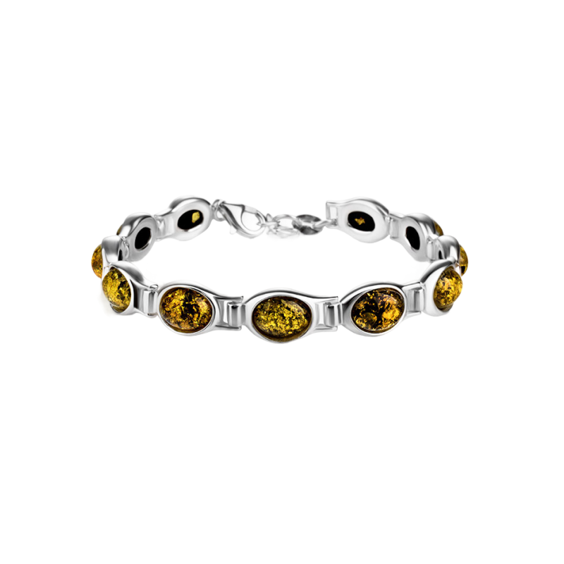 Elegantes Armband mit grünem Bernstein