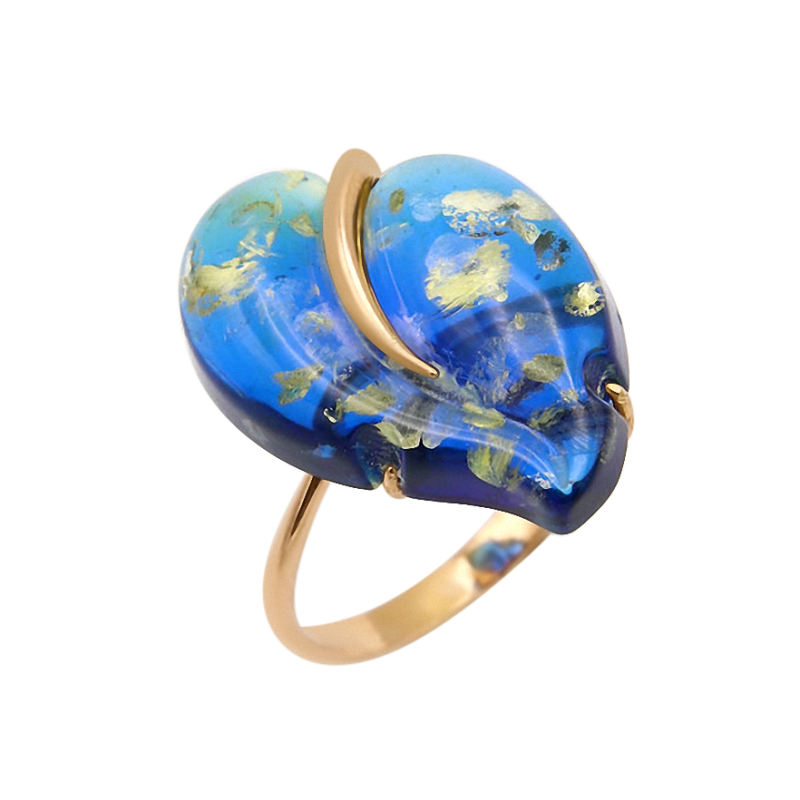 Vergoldete Damen-ring aus 925er Silber mit Bernstein