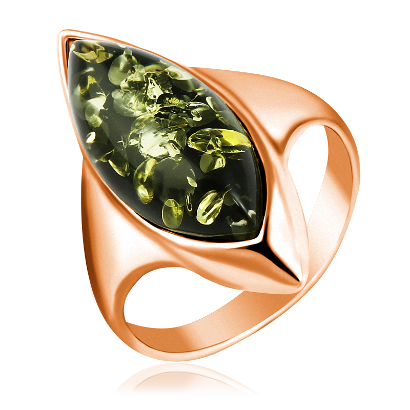 Vergoldete Damen-ring aus 925er Silber mit Bernstein