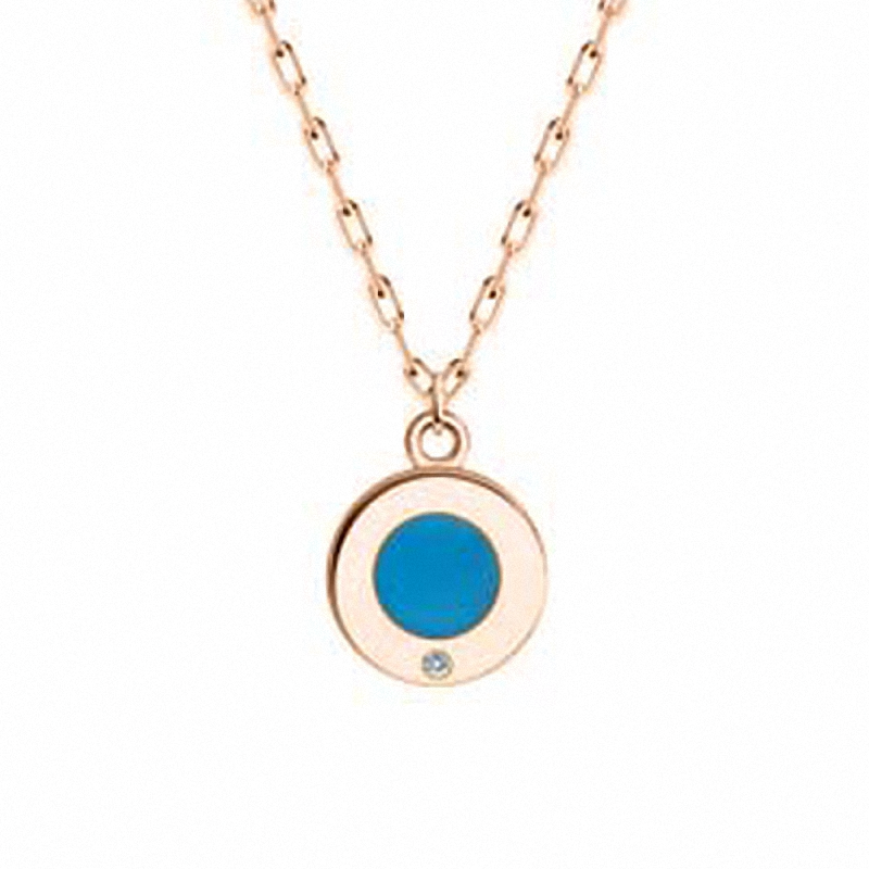 Collier aus Rotgold 585 mit Zirkonia und Emaille