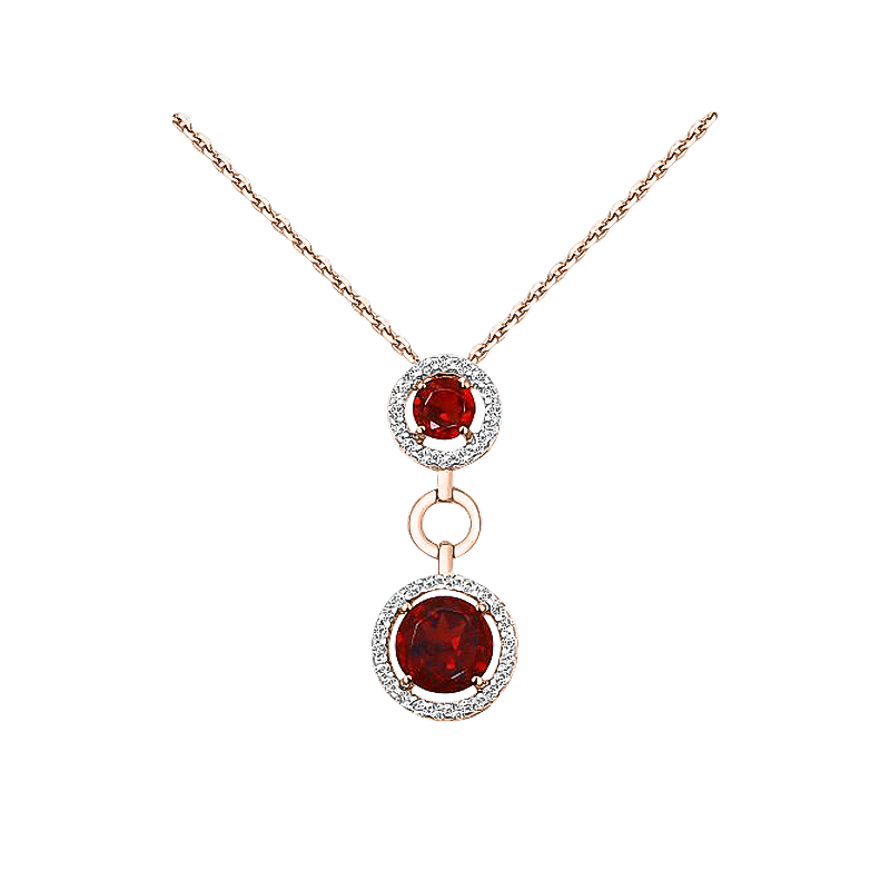 Collier aus Rotgold 585 mit Zirkonia und Granat