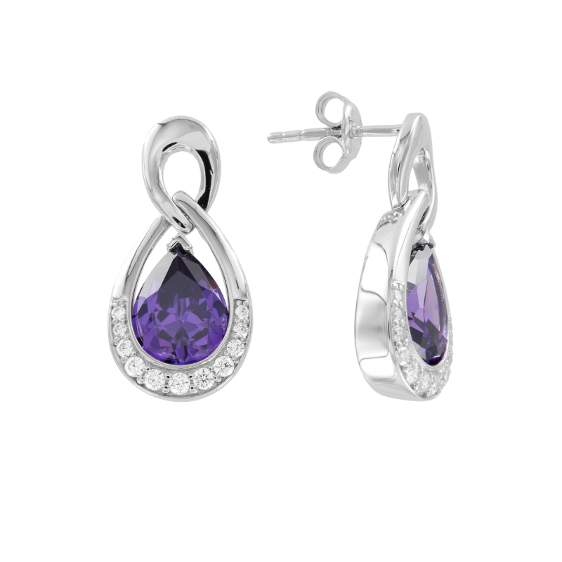 Creolen aus Silber 925 mit Zirkonia und Amethyst