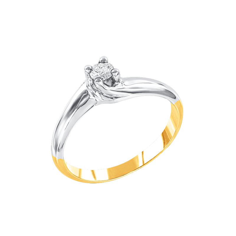 Damenring aus Gelb/ Weißgold 585 mit Brillant
