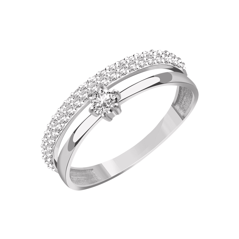 Damenring aus Weißgold 585 mit Zirkonia