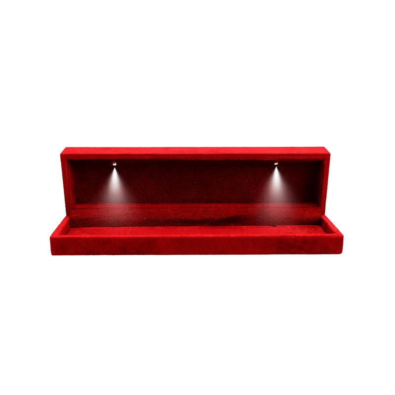 Rote Schmuckbox aus Samt mit LED-Beleuchtung
