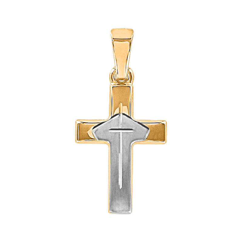Kreuz Anhänger aus Gelb/ Weißgold 585