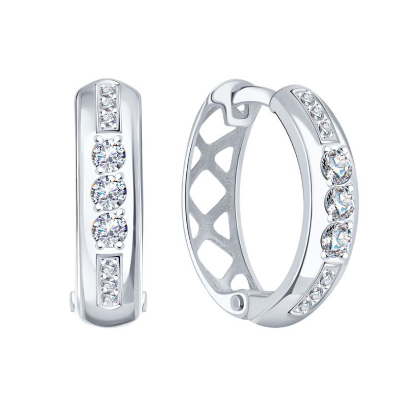 Goldohrringe aus Weißgold 585 mit Zirkonia