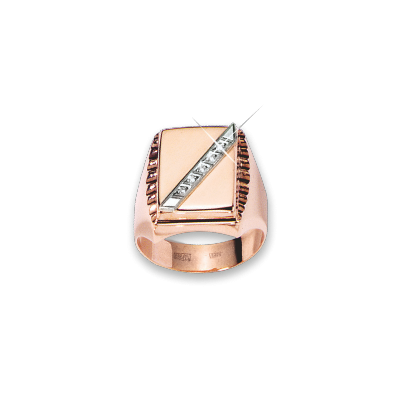 Herrenring aus Rotgold 585 mit Zirkonia