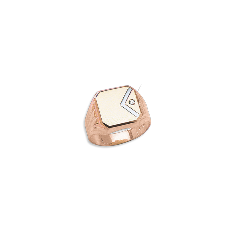 Herrenring aus Rotgold 585 mit Zirkonia