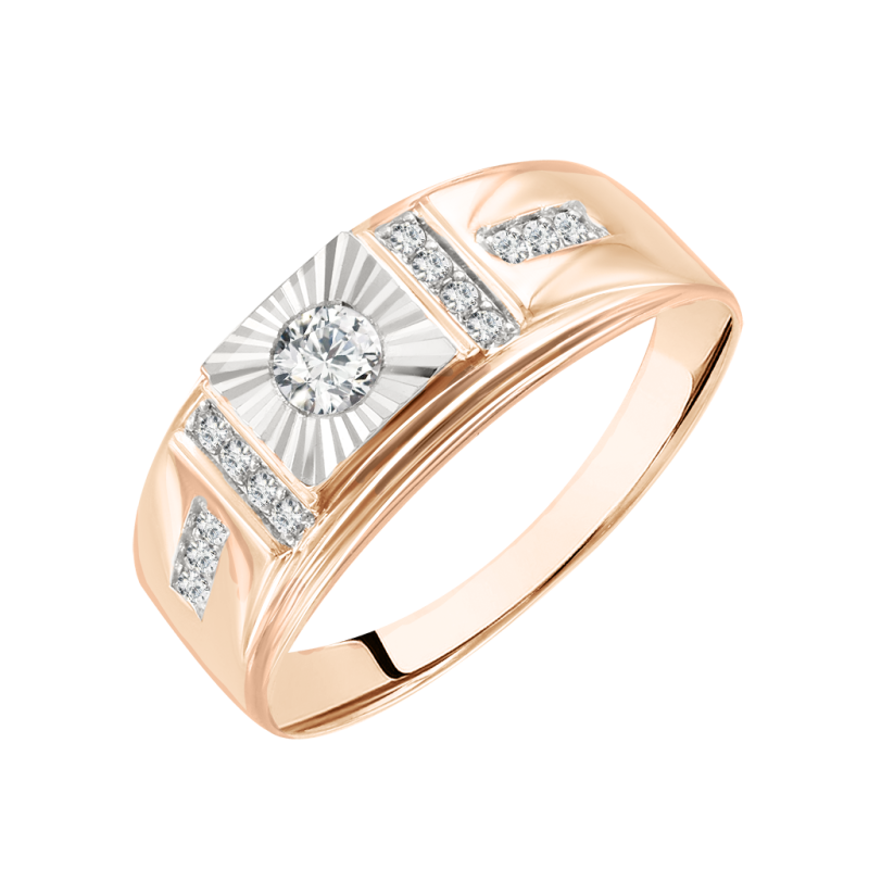 Herrenring aus Rotgold 585 mit Zirkonia