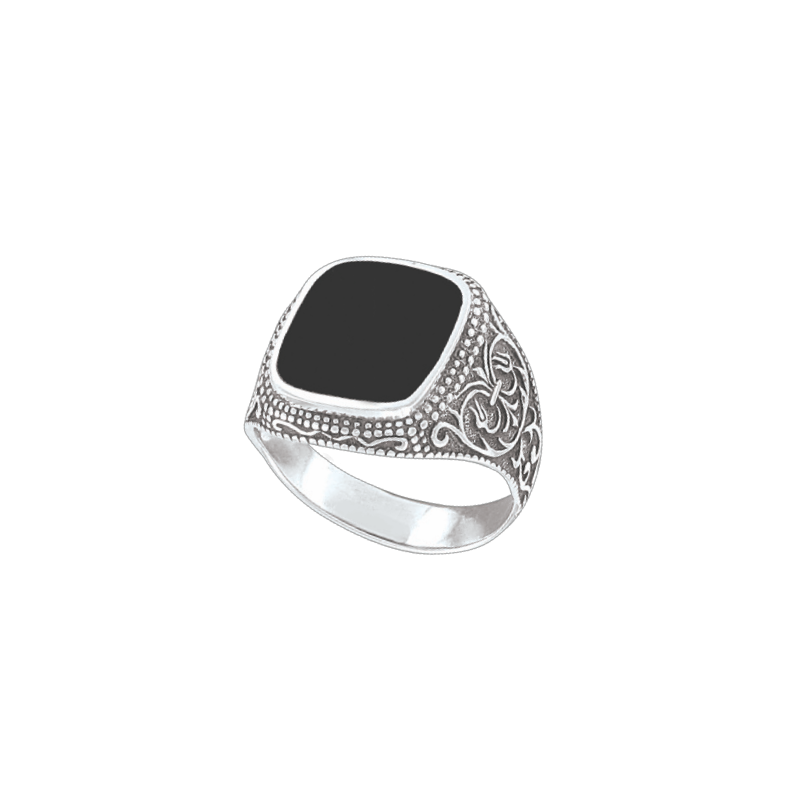 Herrenring aus Silber 925 mit Onyx