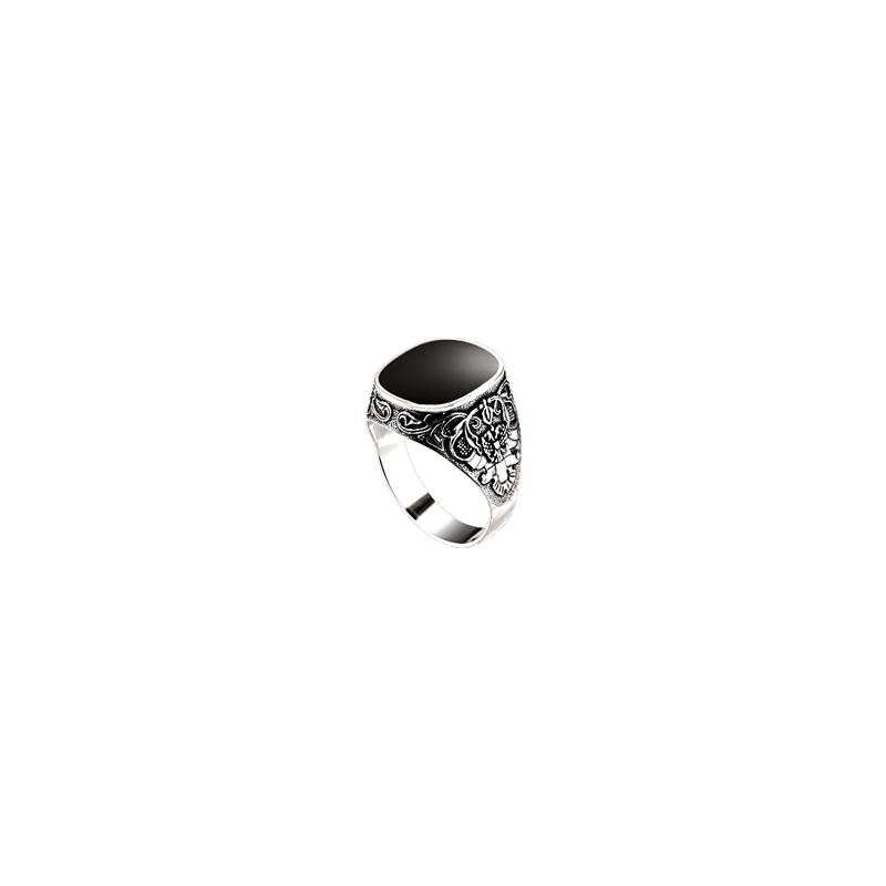 Herrenring aus Silber 925 mit Onyx