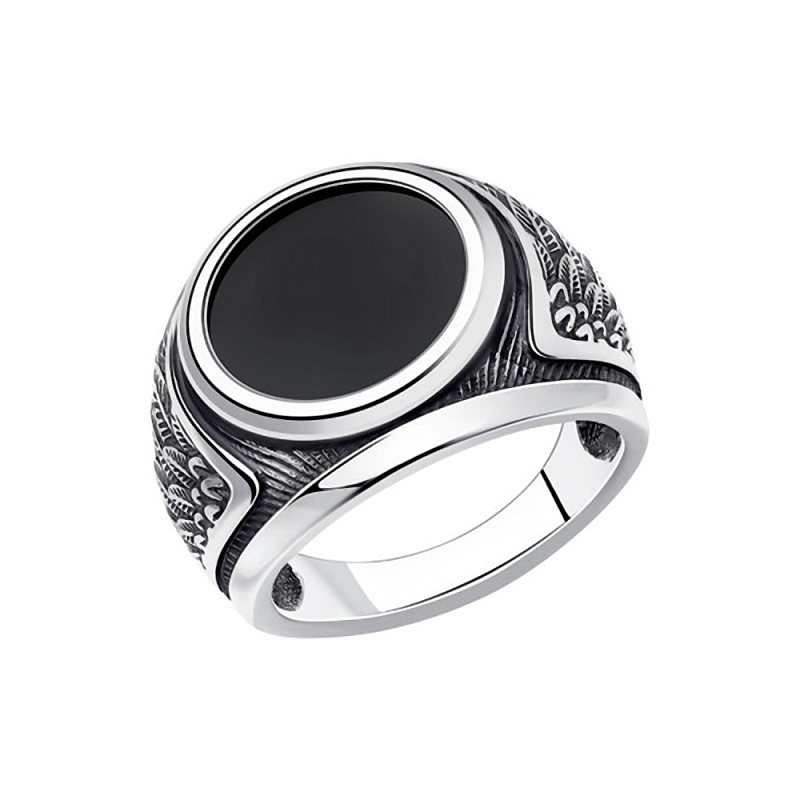 Herrenring aus Silber 925 mit Onyx