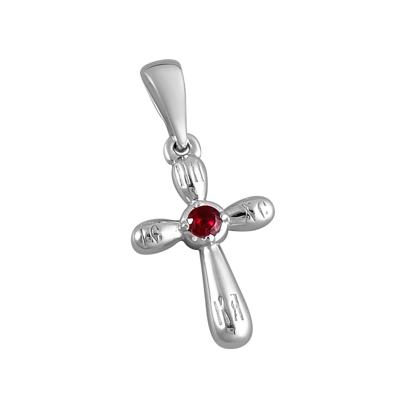 Kreuz Anhänger aus Silber 925 mit Rubin