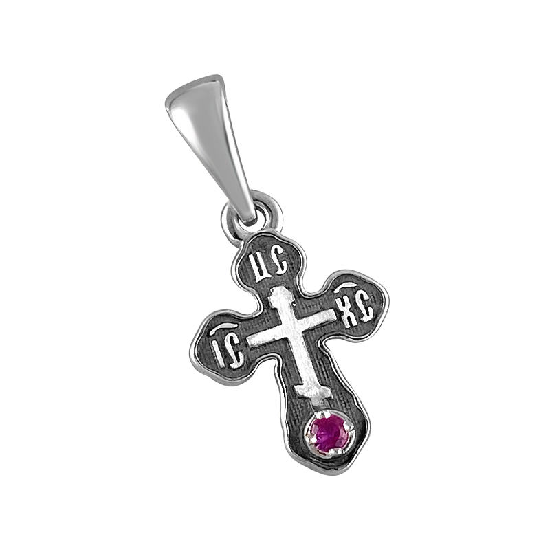 Kreuz Anhänger aus Silber 925 mit Rubin