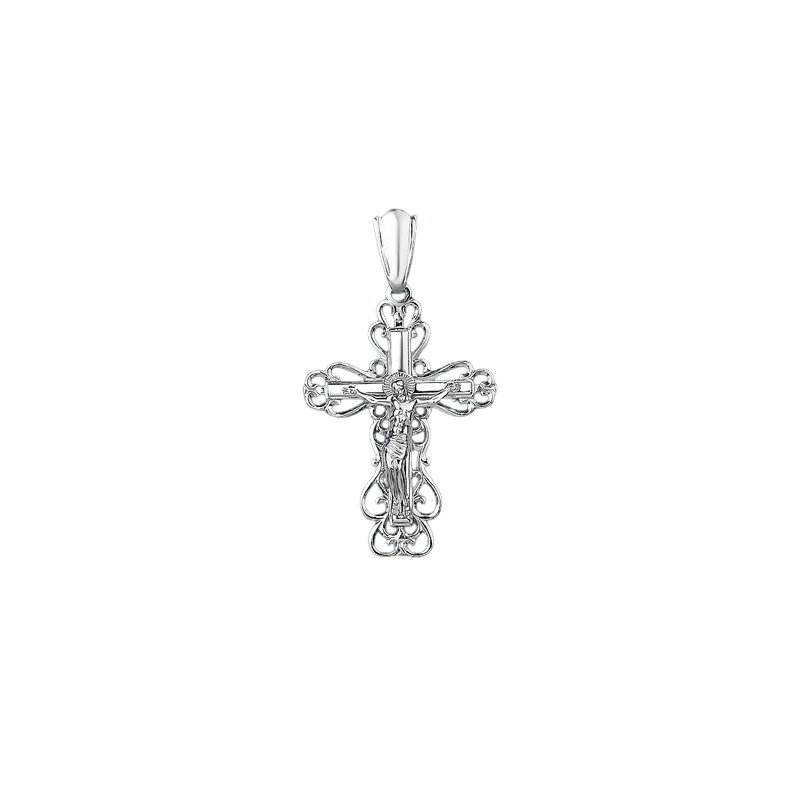 Kreuz Anhänger aus Weißgold 585