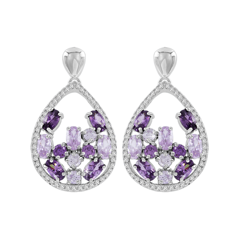 Ohrhänger aus Silber 925 mit Amethyst und Zirkonia