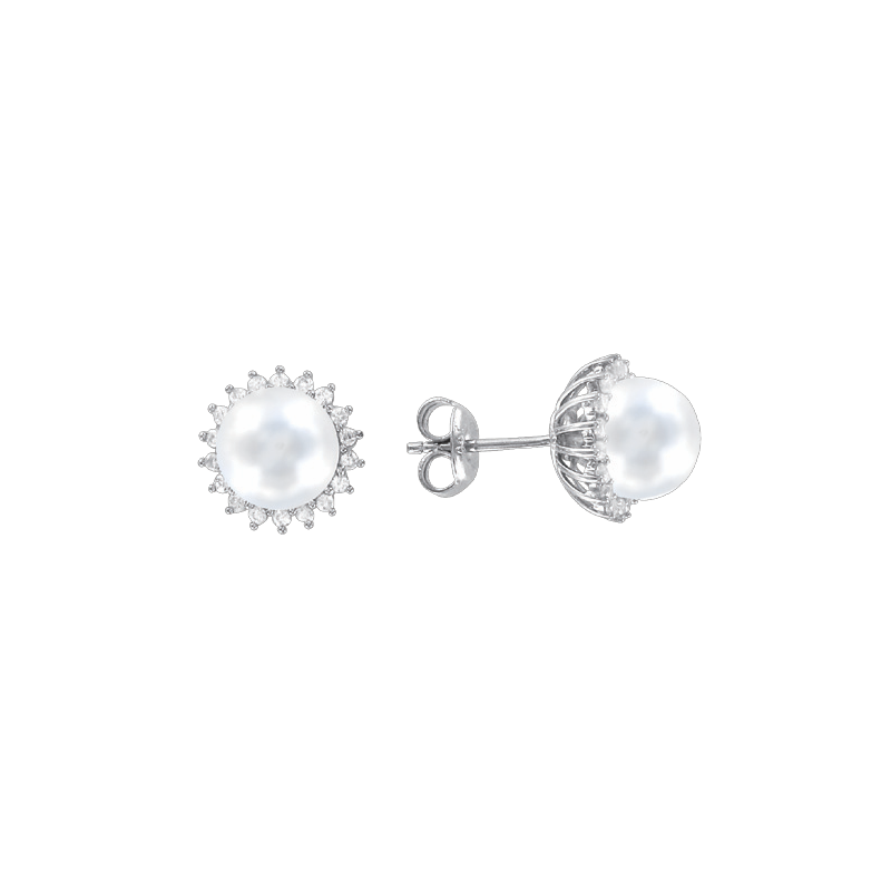 Ohrstecker aus Silber 925 mit Perle und Zirkonia