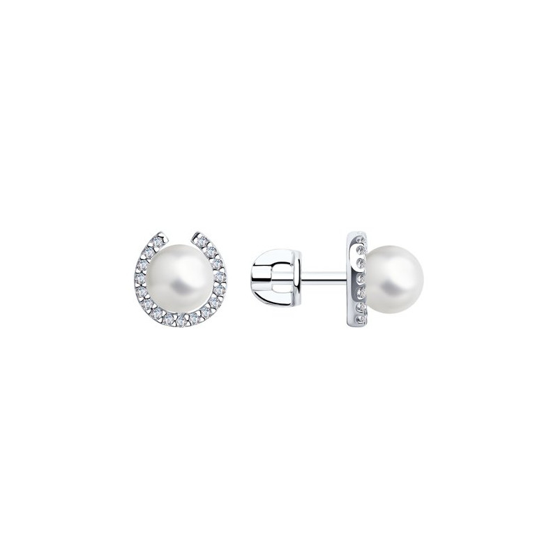 Ohrstecker aus Silber 925 mit Zirkonia und Perle