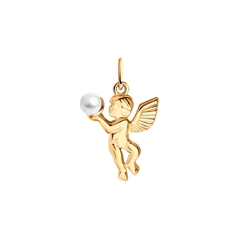 Schutzengel-Anhänger aus 925er Silber, rotgold vergoldet mit Perle