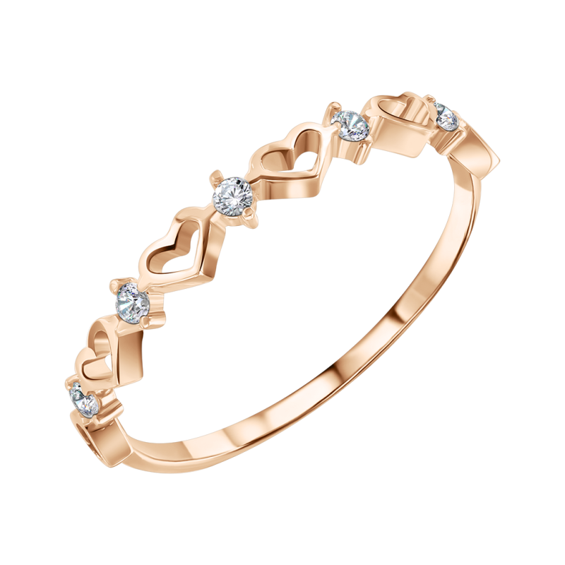 Damenring aus Rotgold 585 mit Zirkonia