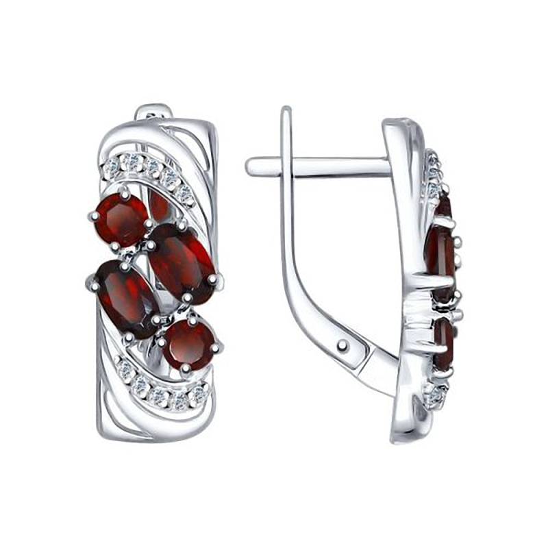 Silberohrringe aus Silber 925 mit Granat und Zirkonia