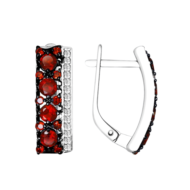 Silberohrringe aus Silber 925 mit Granat und Zirkonia