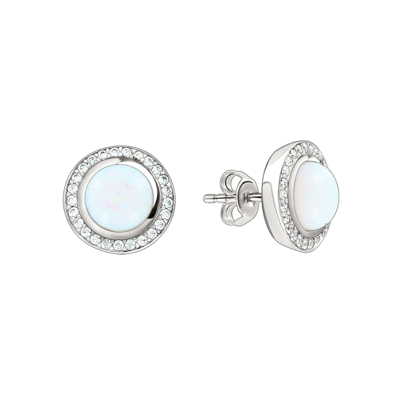 Silberohrringe aus Silber 925 mit Opal und Zirkonia
