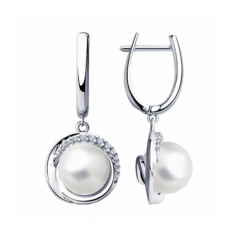 Silberohrringe aus Silber 925 mit Perle und Zirkonia