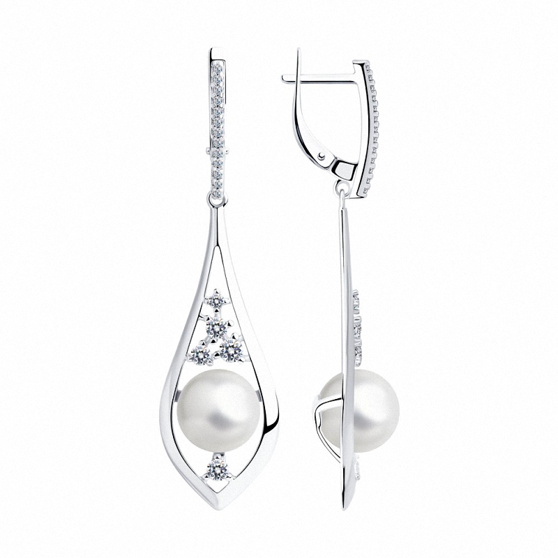 Silberohrringe aus Silber 925 mit Perle und Zirkonia