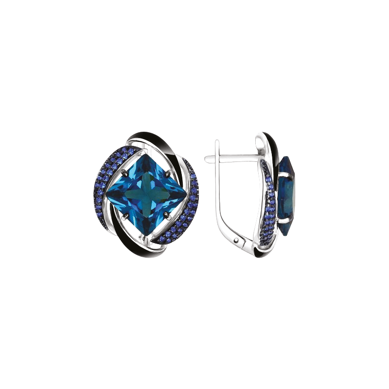 Silberohrringe aus Silber 925 mit Zirkonia, Emaille und Sitall