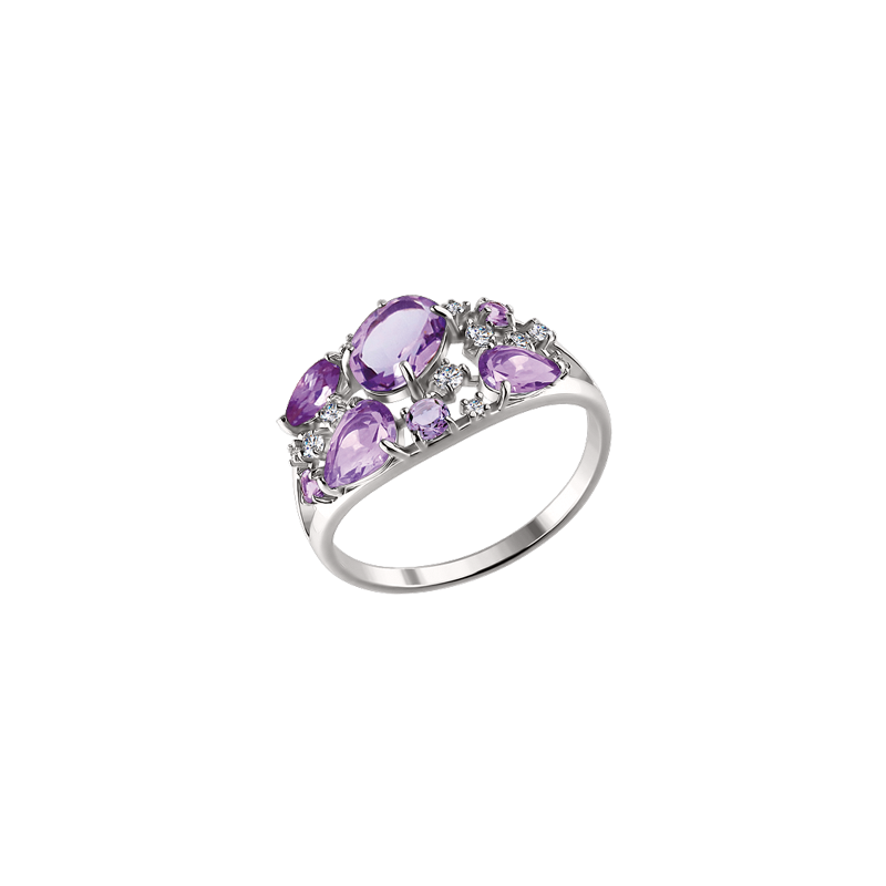 Silberring Damen aus Silber 925 mit Amethyst und Zirkonia