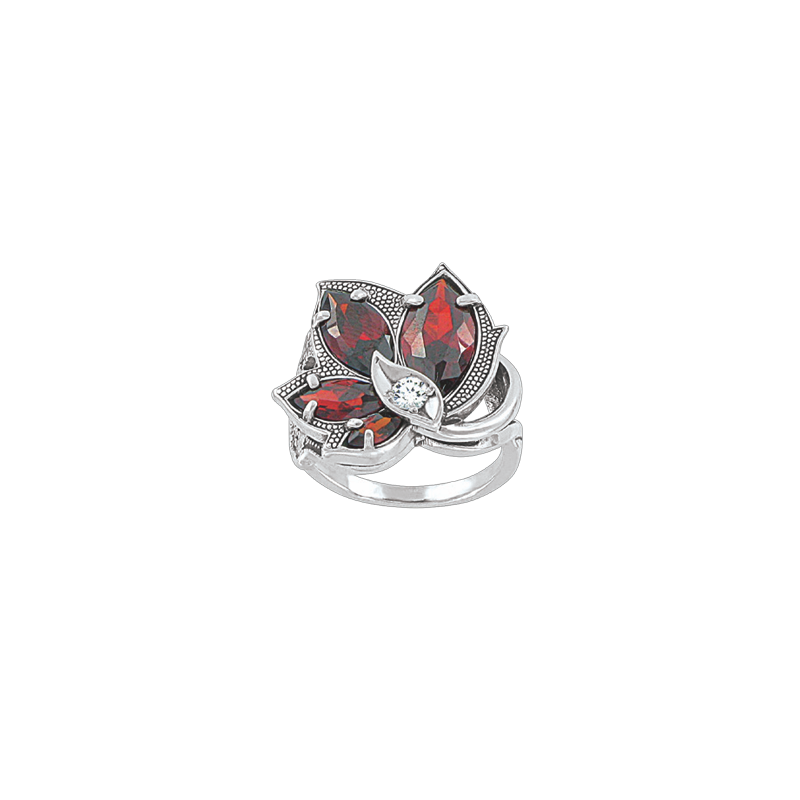 Silberring Damen aus Silber 925 mit Granat und Zirkonia