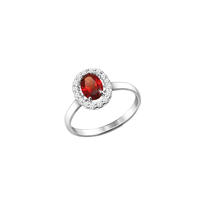 Silberring Damen aus Silber 925 mit Granat und Zirkonia