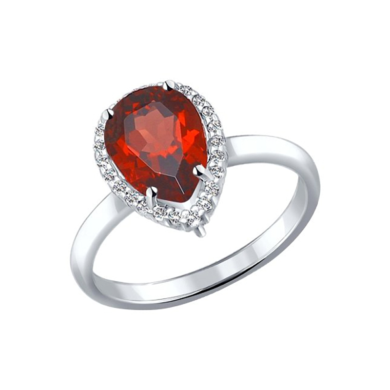 Silberring Damen aus Silber 925 mit Granat und Zirkonia