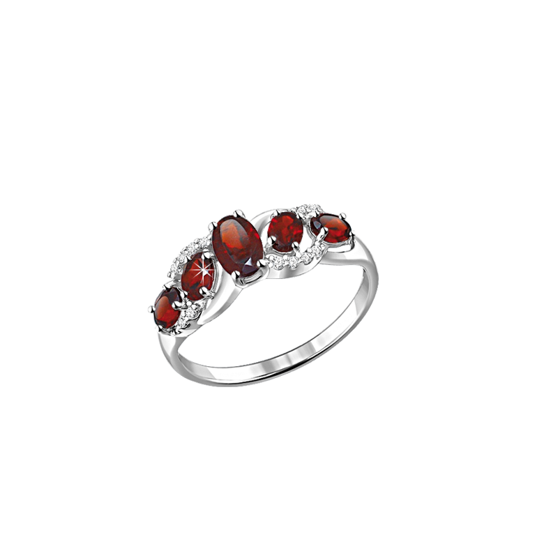 Silberring Damen aus Silber 925 mit Granat und Zirkonia
