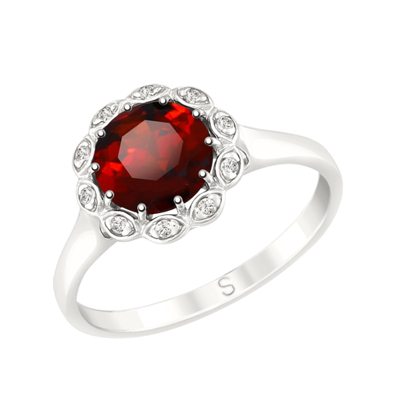 Silberring Damen aus Silber 925 mit Granat und Zirkonia