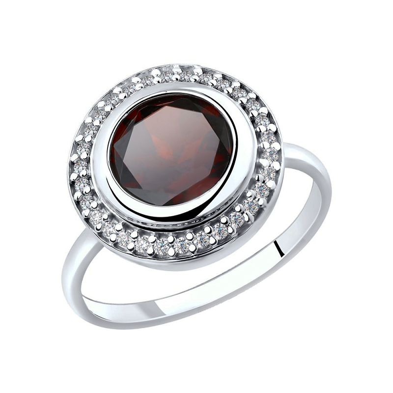 Silberring Damen aus Silber 925 mit Granat und Zirkonia