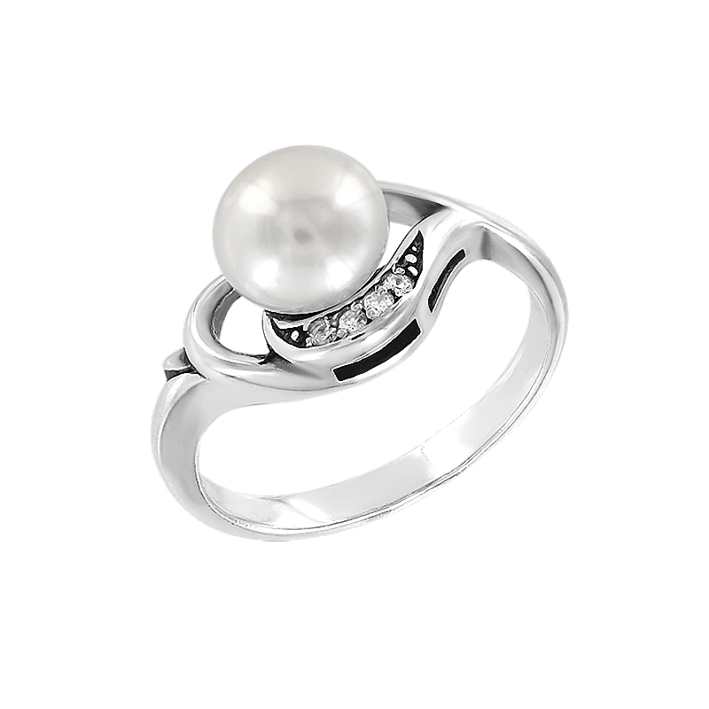 Silberring Damen aus Silber 925 mit Perle und Zirkonia