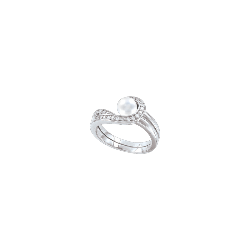 Silberring Damen aus Silber 925 mit Perle und Zirkonia