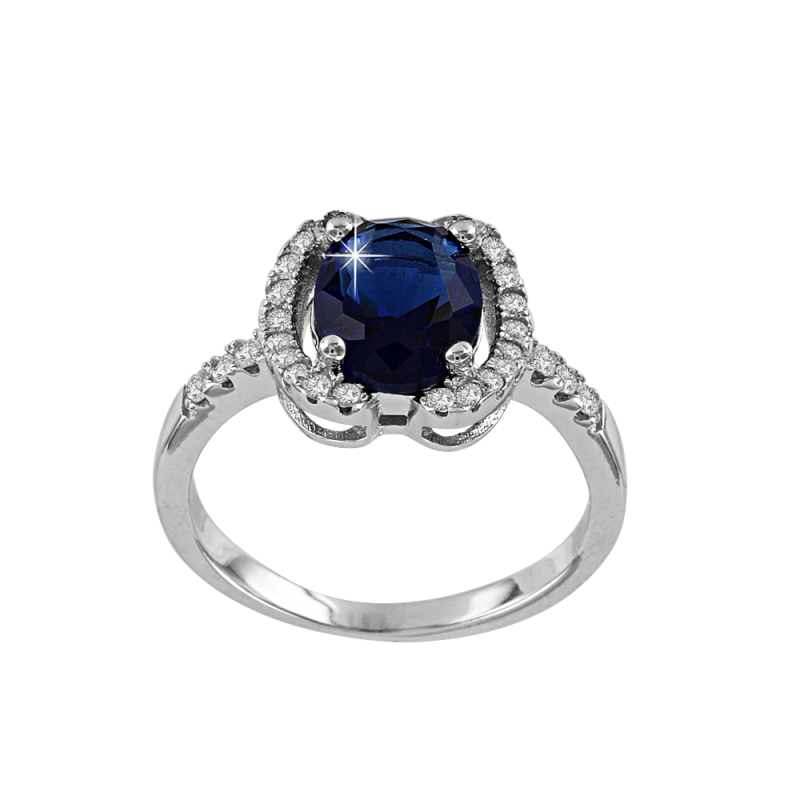 Silberring Damen aus Silber 925 mit Saphir