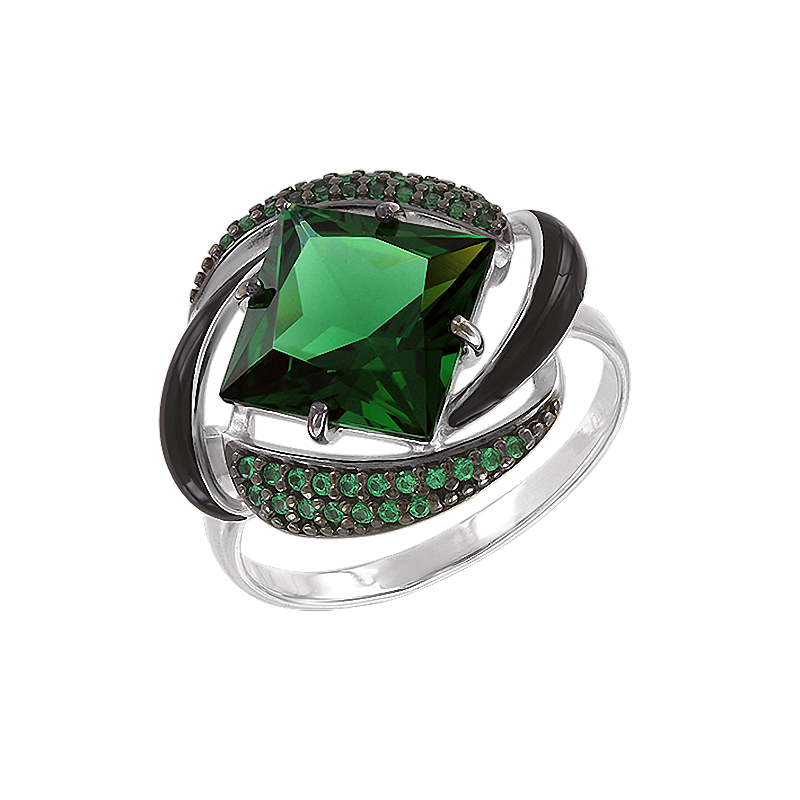 Silberring Damen aus Silber 925 mit Sitall, Zirkonia und Emaille