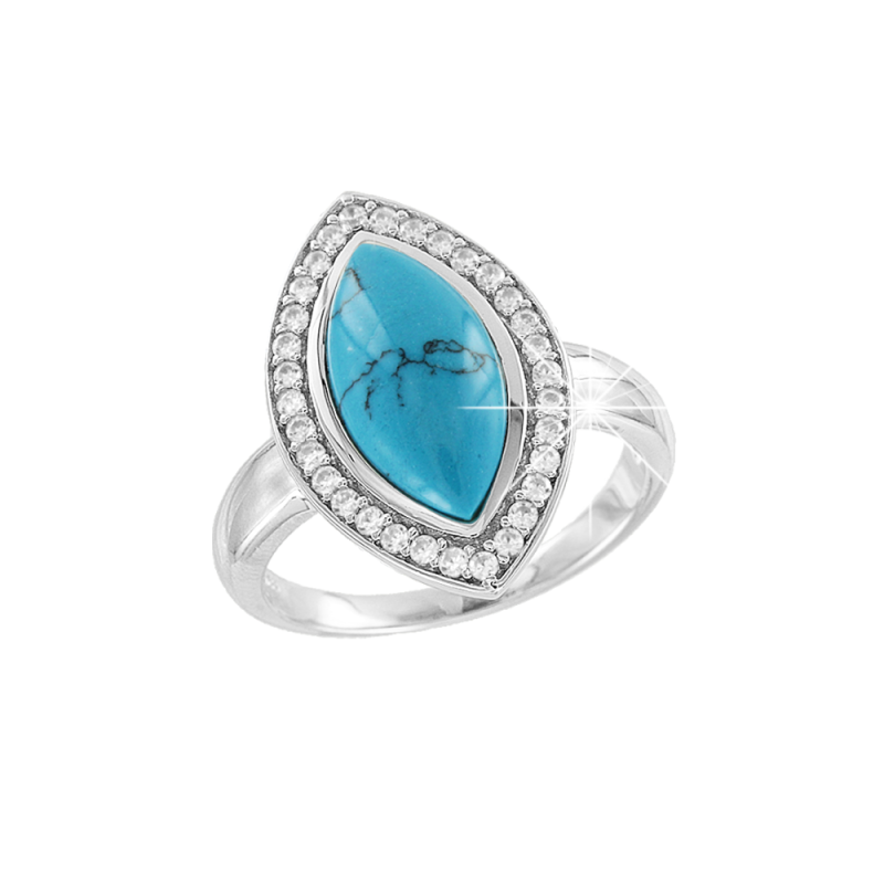 Silberring Damen aus Silber 925 mit Türkis und Zirkonia