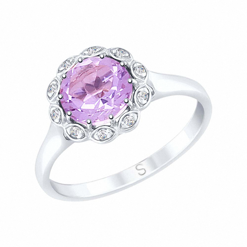Silberring Damen aus Silber 925 mit Zirkonia und Amethyst