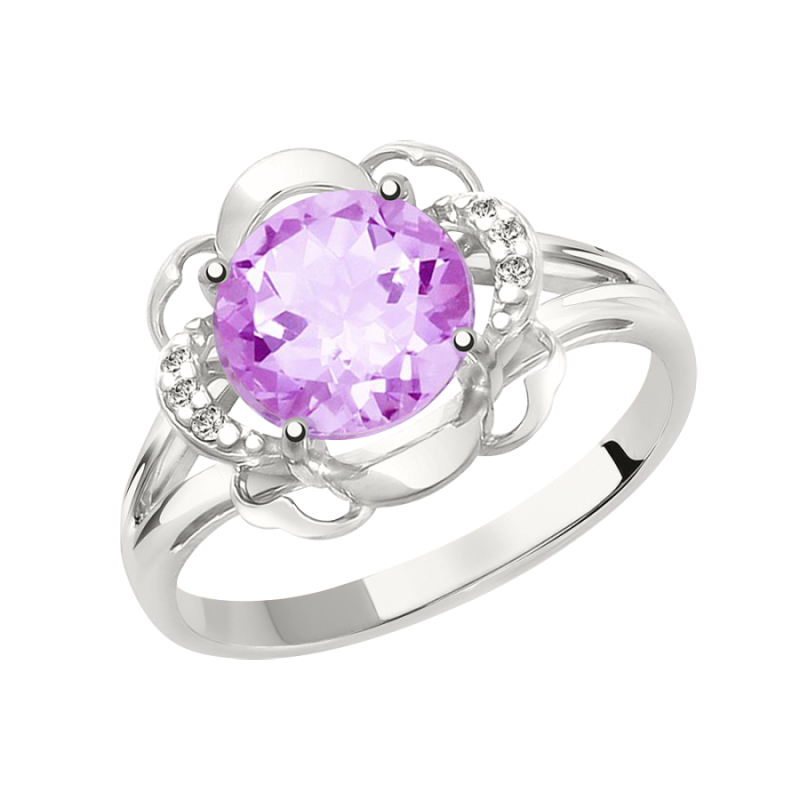 Silberring Damen aus Silber 925 mit Zirkonia und Amethyst