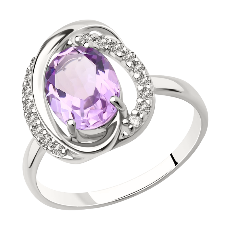 Silberring Damen aus Silber 925 mit Zirkonia und Amethyst